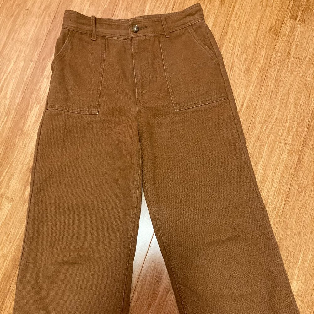 High waisted Frye thick duck canvas work cargo pants size 25 waist, short